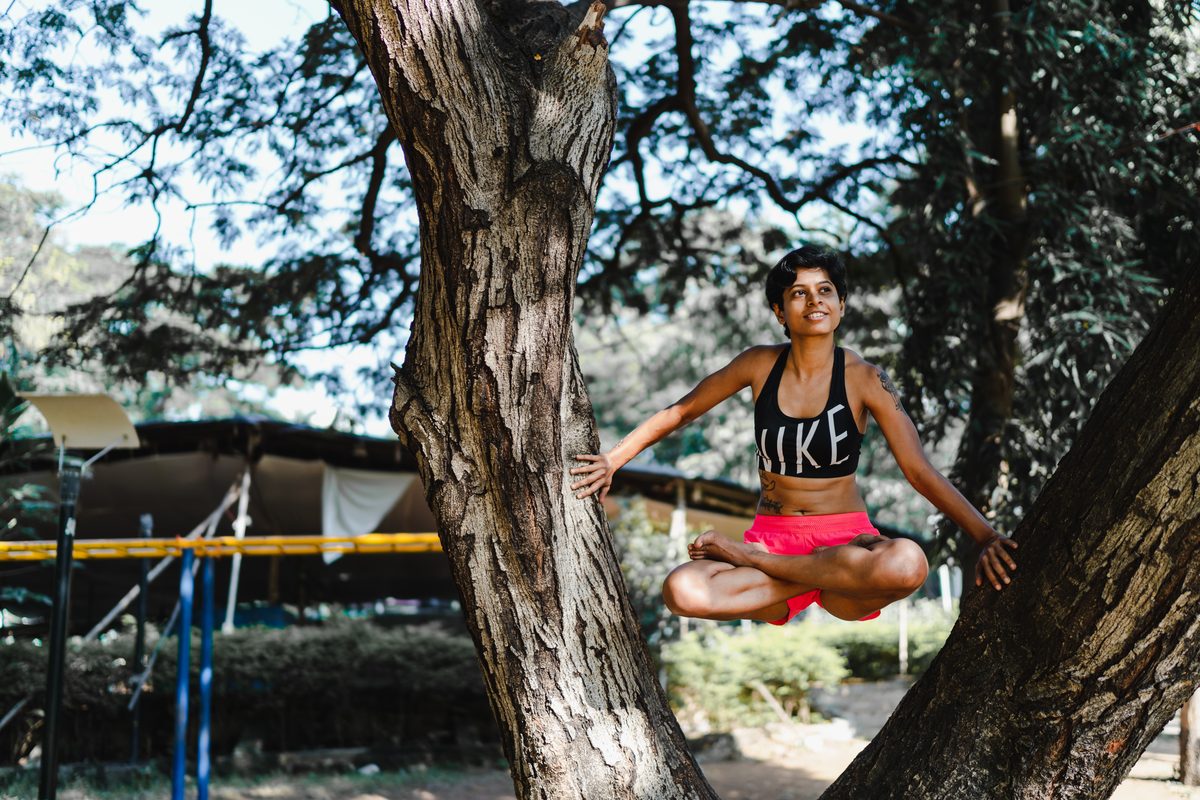 Playful outdoor movement in a tree, part of the Playsophy energy